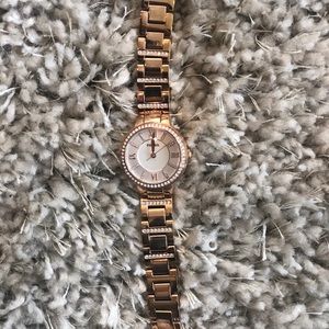 Fossil rose gold watch with diamonds